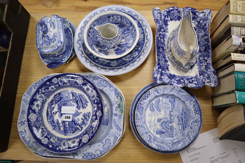 A quantity of Victorian and later blue and white ceramics